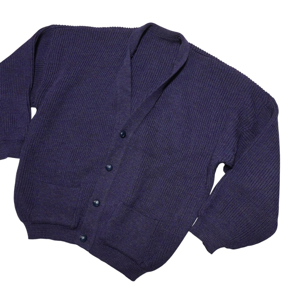 Skjæveland Sweater Mens XL Purple Wool V Neck Button Cardigan Knit Pockets